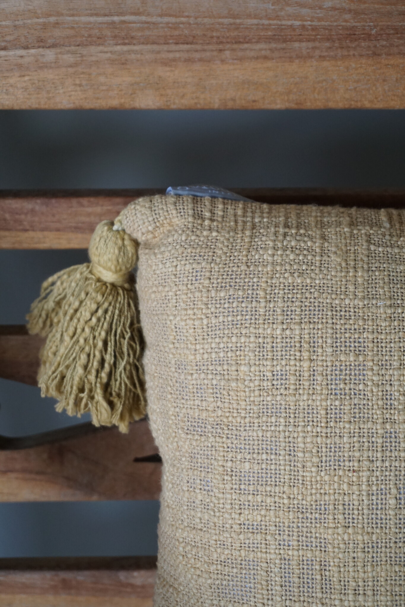 Goround Interior Kussen Slub Wheat/Olive Met Tassels/Kwastjes 40x40