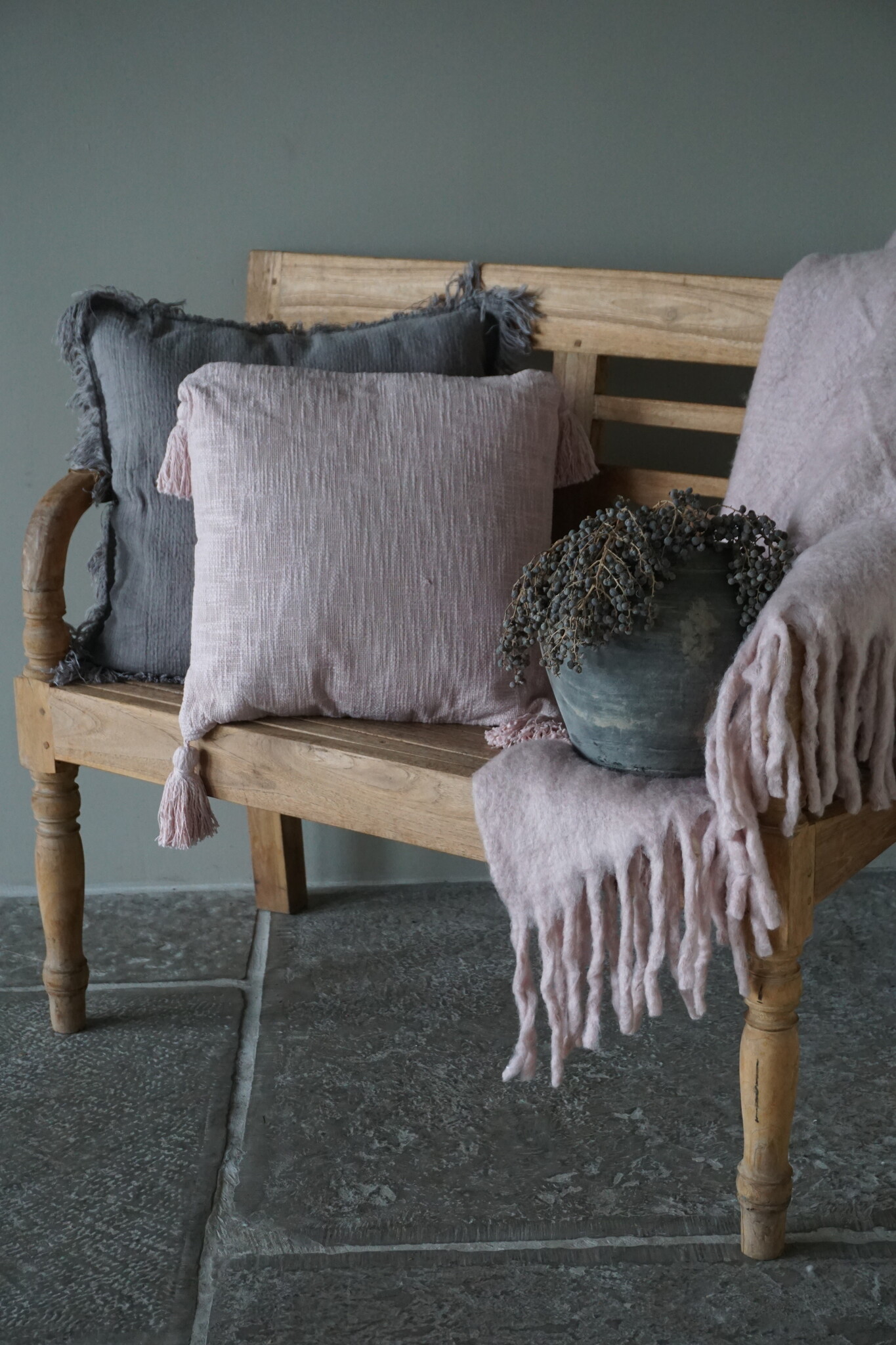 Goround Interior Kussen + Binnen Kussen Slub Tearose/Roze 45 x 45 Cm