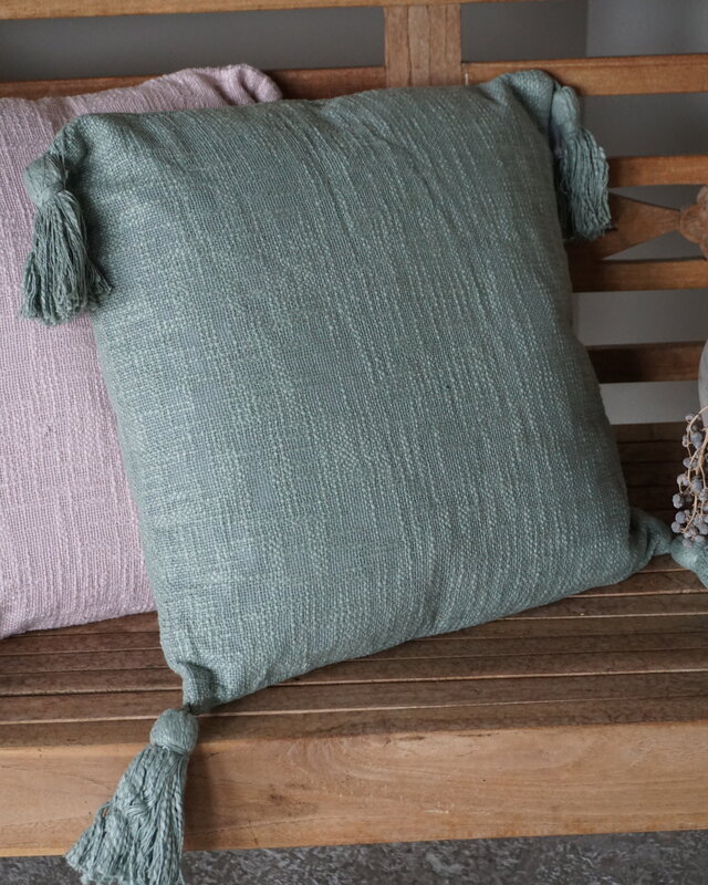 Goround Interior Kussen + Binnen kussen Slub Olijfgroen 45x45 Cm