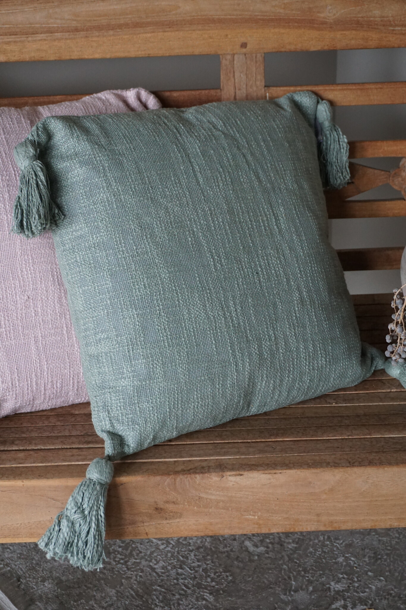Goround Interior Kussen + Binnen kussen Slub Olijfgroen 45x45 Cm