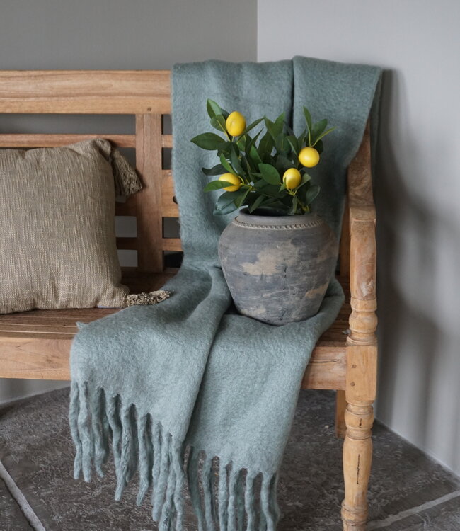 Goround Interior Wollen Plaid Olijfgroen 130 x 170 Cm