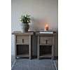 Nachtkastje Teakhout Brown/Grey 1 Lade + Legplank H65xB50 Cm