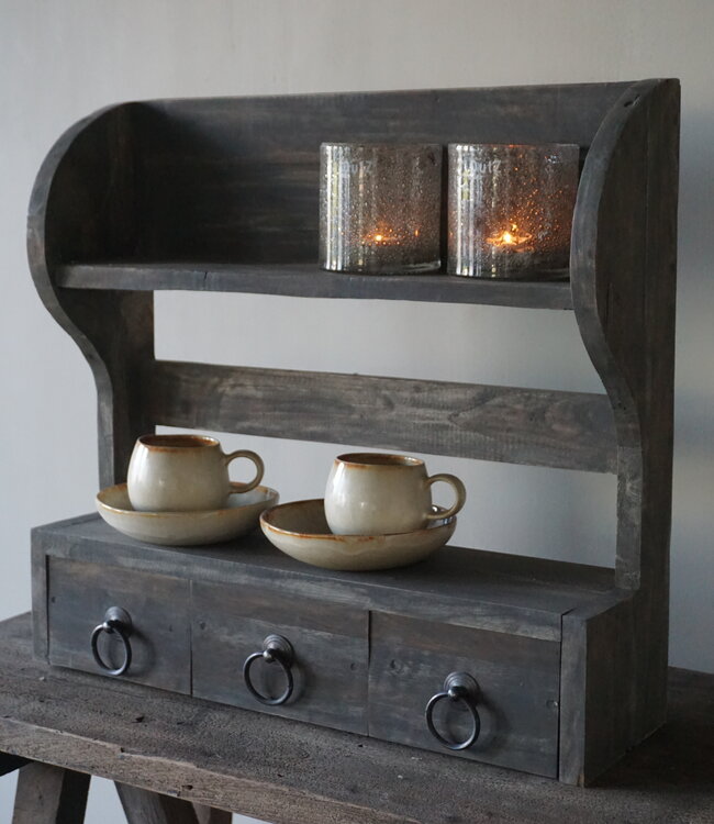 Rene Houtman Wandrek 3 Lades Oud Hout Vintage H54xB50 Cm