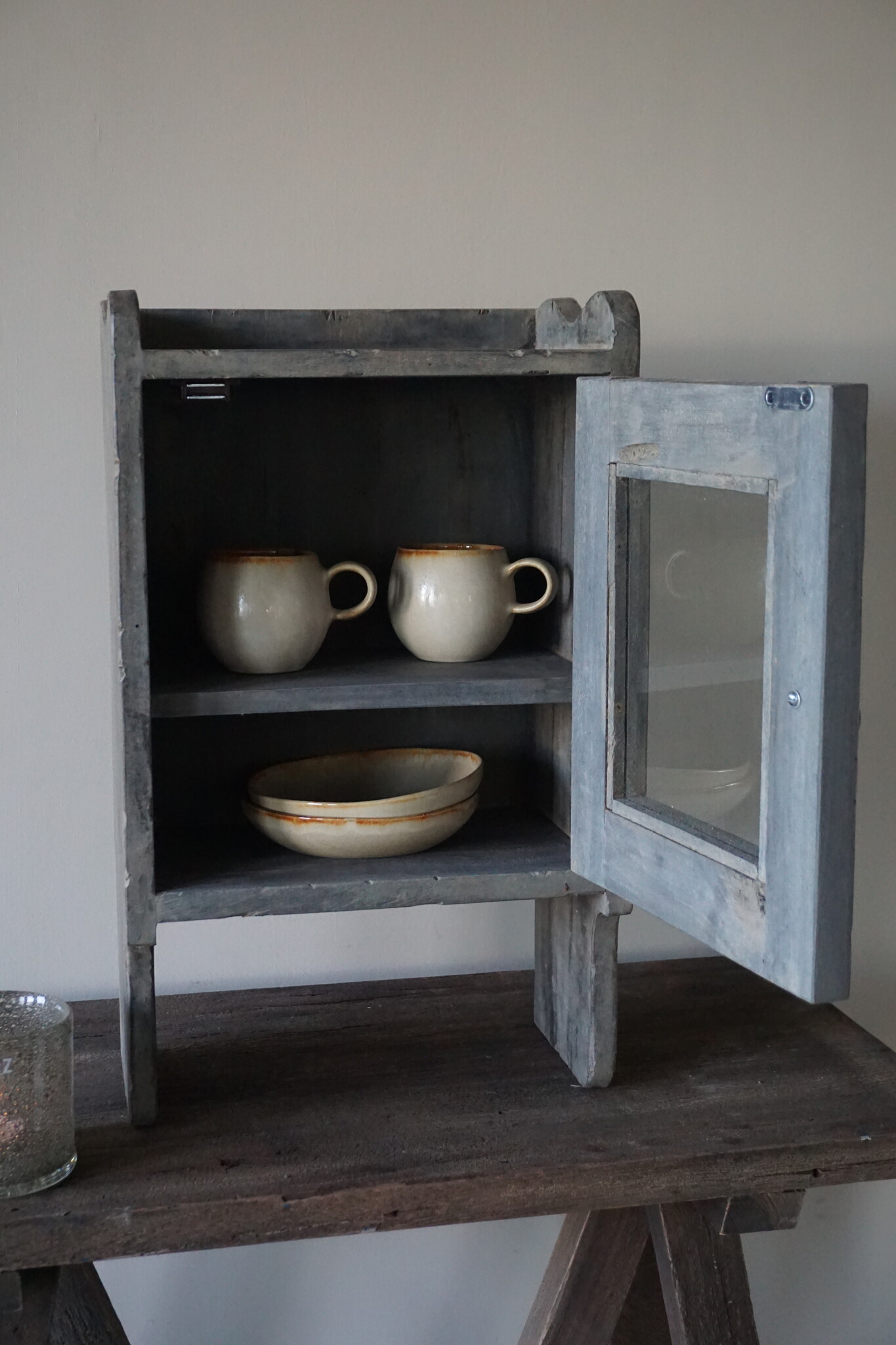 Rene Houtman Medicijn/Wandkastje Oud Hout Vintage H54 x B33 Cm