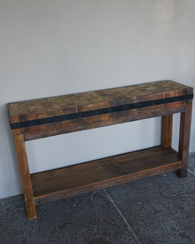 Rene Houtman Hakblok Kookeiland Oud Teak - H78 x B130 x D30 cm