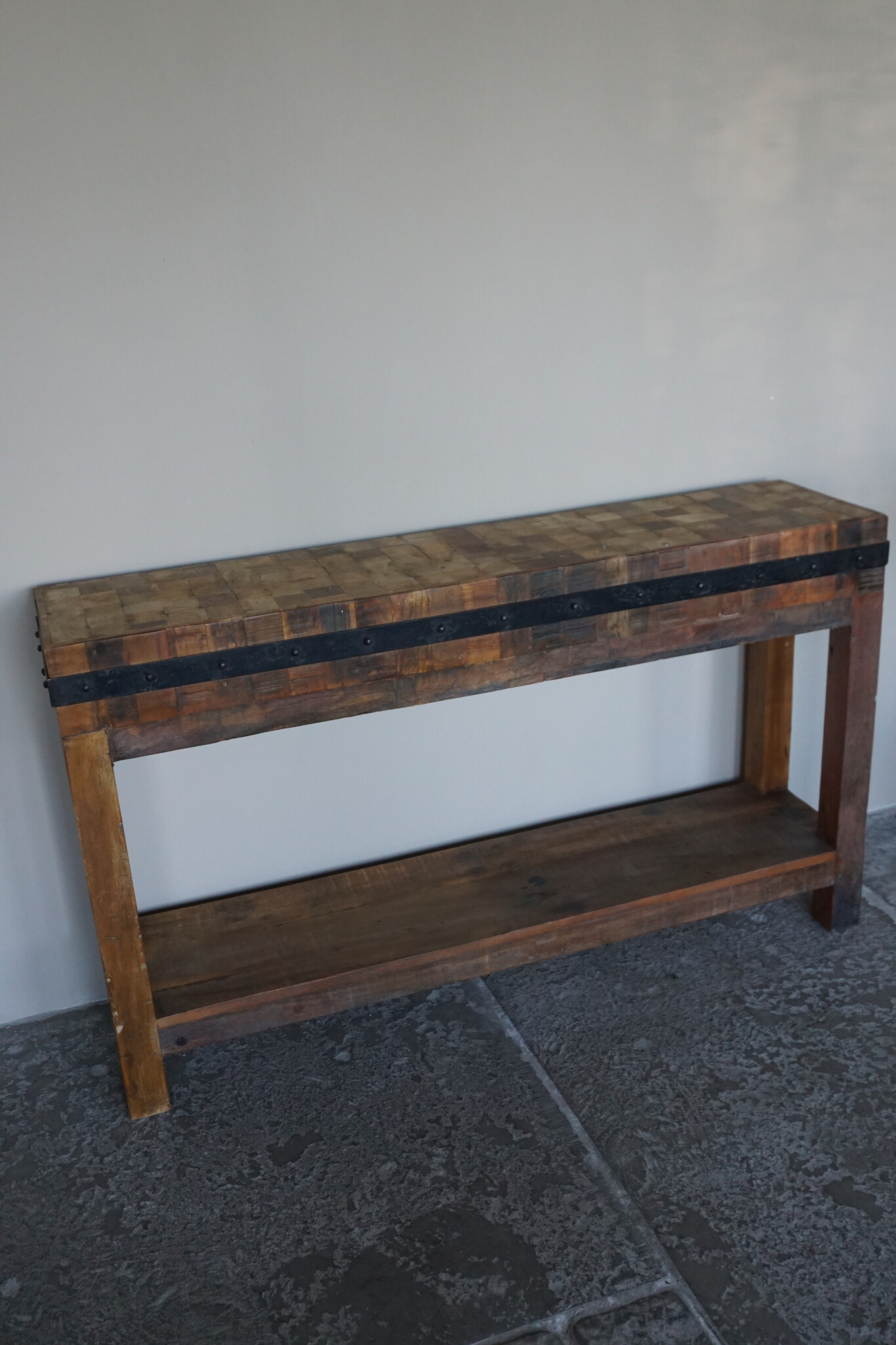 Rene Houtman Hakblok Kookeiland Oud Teak - H78 x B130 x D30 cm