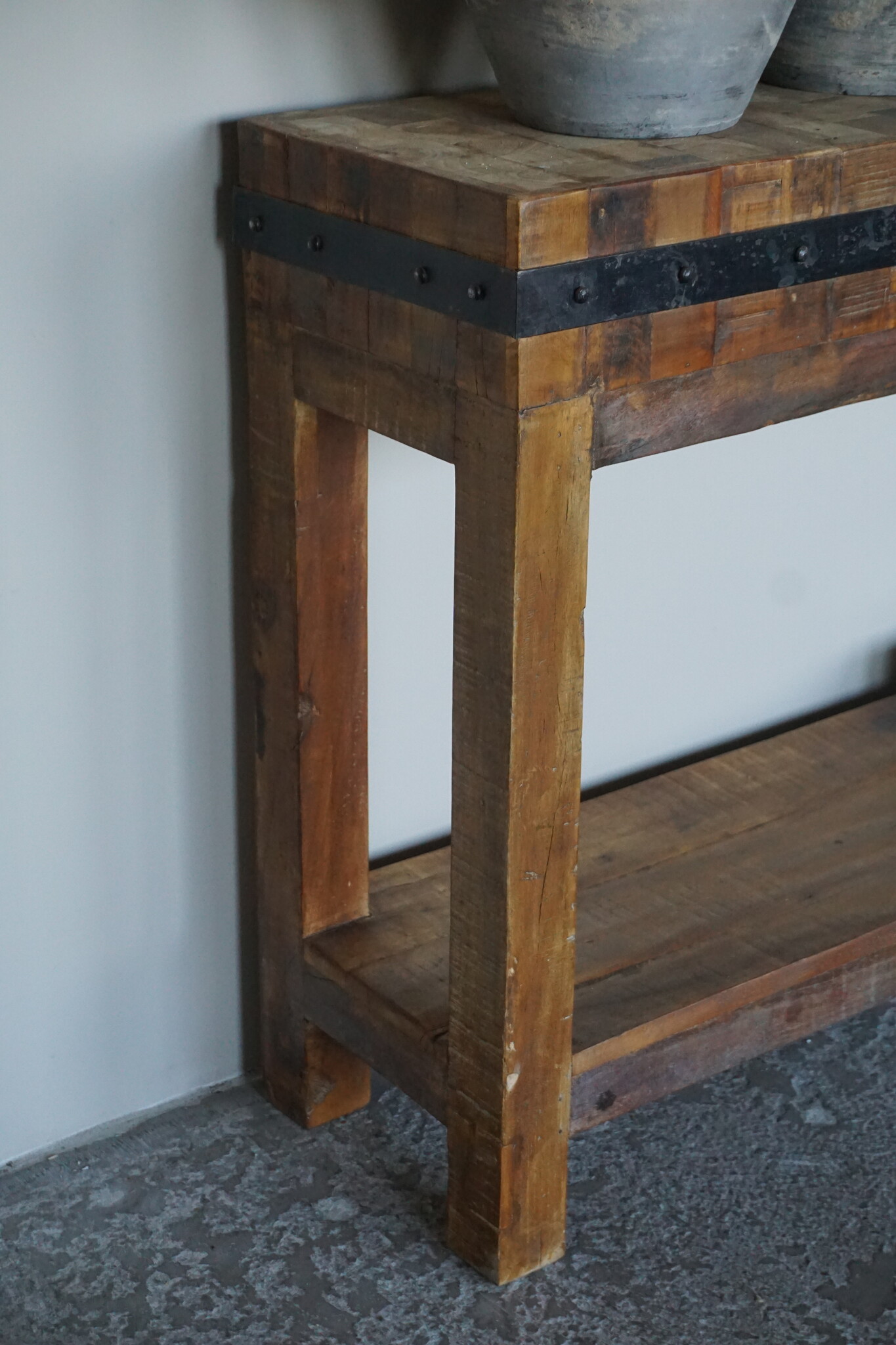 Rene Houtman Hakblok Kookeiland Oud Teak - H78 x B130 x D30 cm