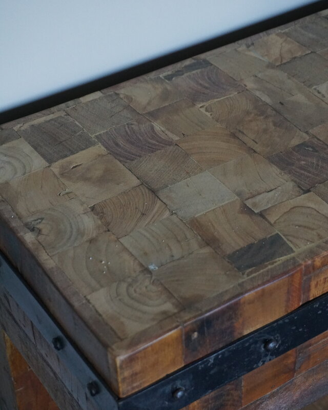 Rene Houtman Hakblok Kookeiland Oud Teak - H78 x B130 x D30 cm