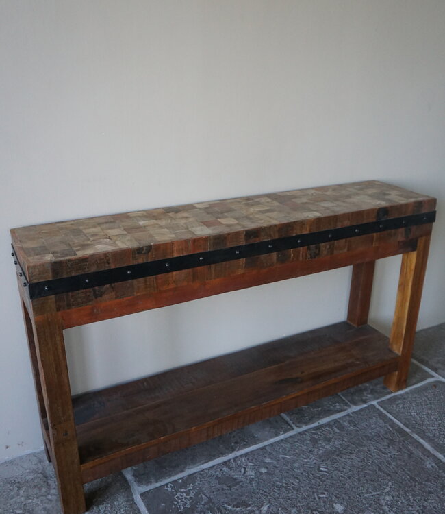 Rene Houtman Hakblok Kookeiland Oud Teak - H77 x B130 x D30 cm