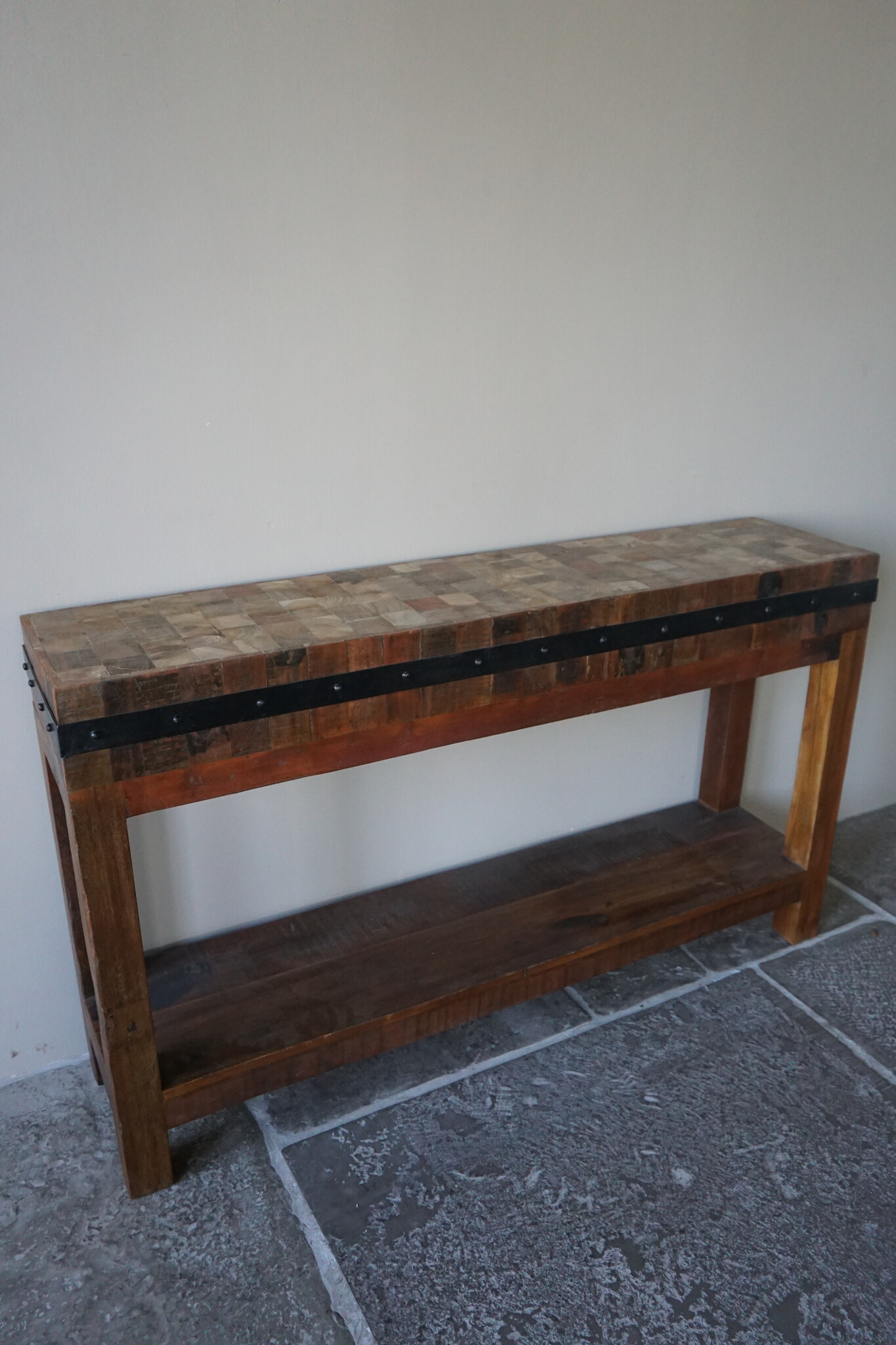 Rene Houtman Hakblok Kookeiland Oud Teak - H77 x B130 x D30 cm