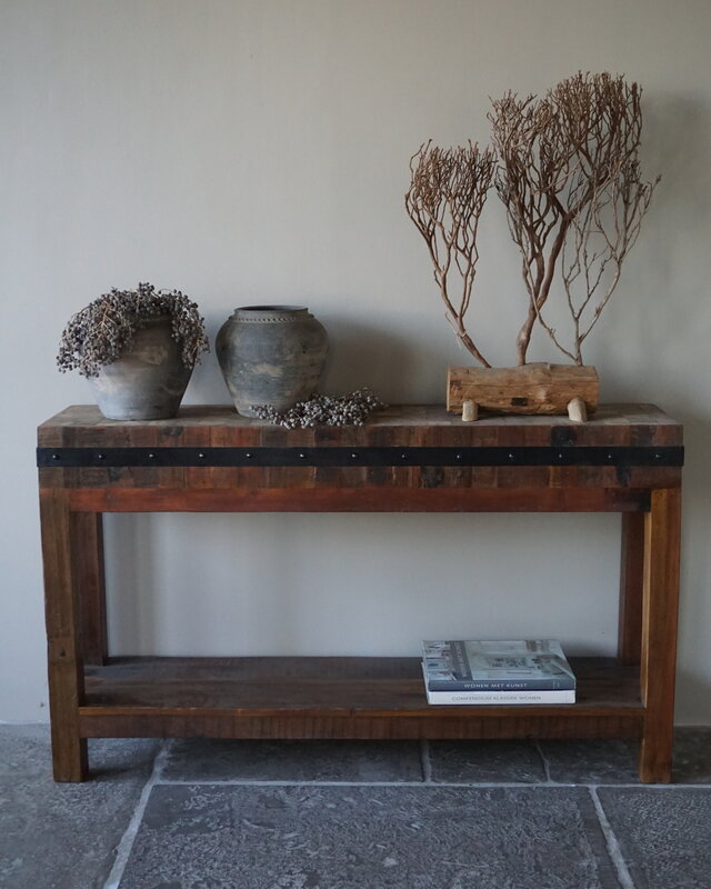 Rene Houtman Hakblok Kookeiland Oud Teak - H77 x B130 x D30 cm