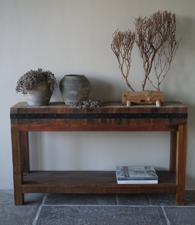 Rene Houtman Hakblok Kookeiland Oud Teak - H77 x B130 x D30 cm