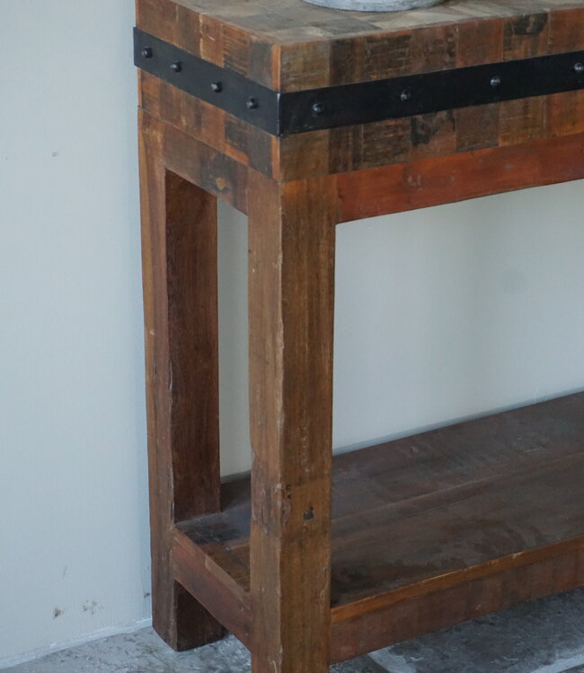 Rene Houtman Hakblok Kookeiland Oud Teak - H77 x B130 x D30 cm