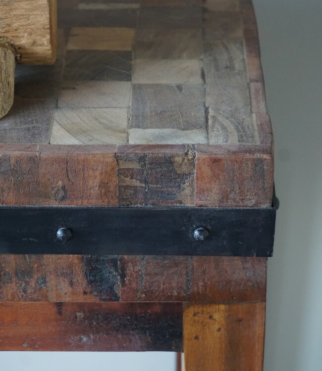 Rene Houtman Hakblok Kookeiland Oud Teak - H77 x B130 x D30 cm