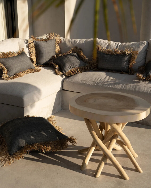 Bazar Bizar De Cotton Bonita Kussenhoes - Zwart Naturel - 60x60