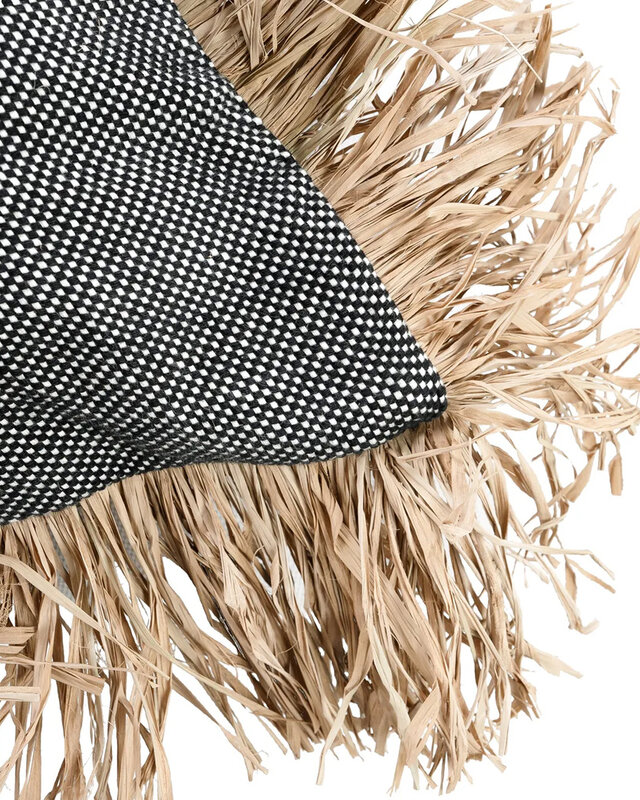 Bazar Bizar De Cotton Bonita Kussenhoes - Zwart Naturel - 60x60