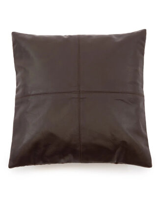 Bazar Bizar De Four Panel Leather Kussenhoes - Chocolade - 40x40