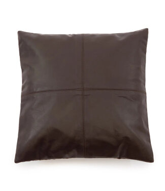 Bazar Bizar De Four Panel Leather Kussenhoes - Chocolade - 40x40