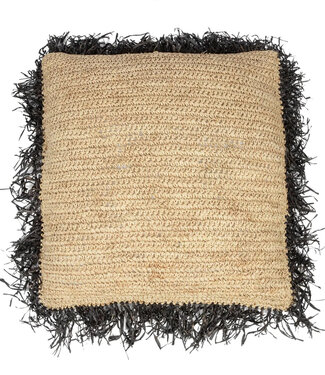 Bazar Bizar De Raffia Kussenhoes - Naturel Zwart - 60x60