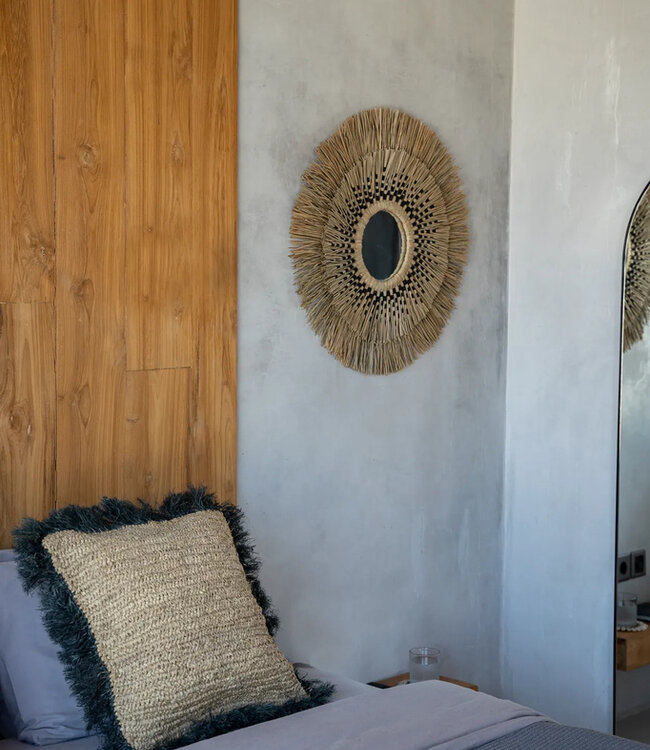 Bazar Bizar De Raffia Kussenhoes - Naturel Zwart - 60x60