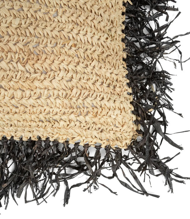 Bazar Bizar De Raffia Kussenhoes - Naturel Zwart - 60x60