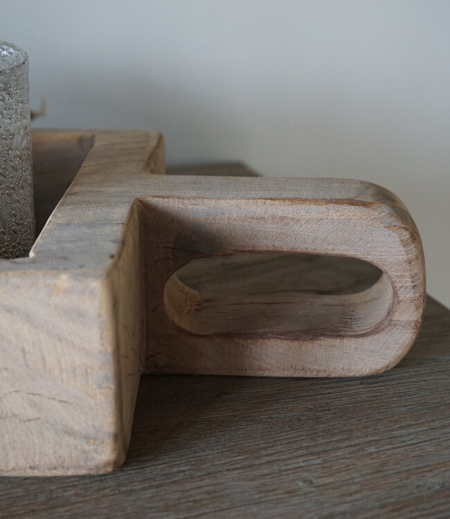 Rene Houtman Oud Houten Bakje Met Steel | H8 x B36 x D19 cm