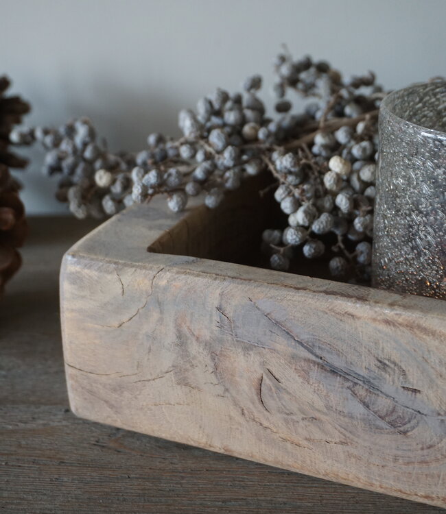 Rene Houtman Oud Houten Bakje Met Steel | H8 x B36 x D19 cm