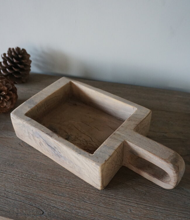 Rene Houtman Oud Houten Bakje Met Steel | H8 x B36 x D19 cm