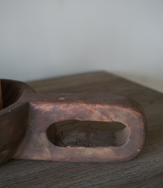 Rene Houtman Oud Houten Bakje Met Steel | H7 x B31 x D17 cm