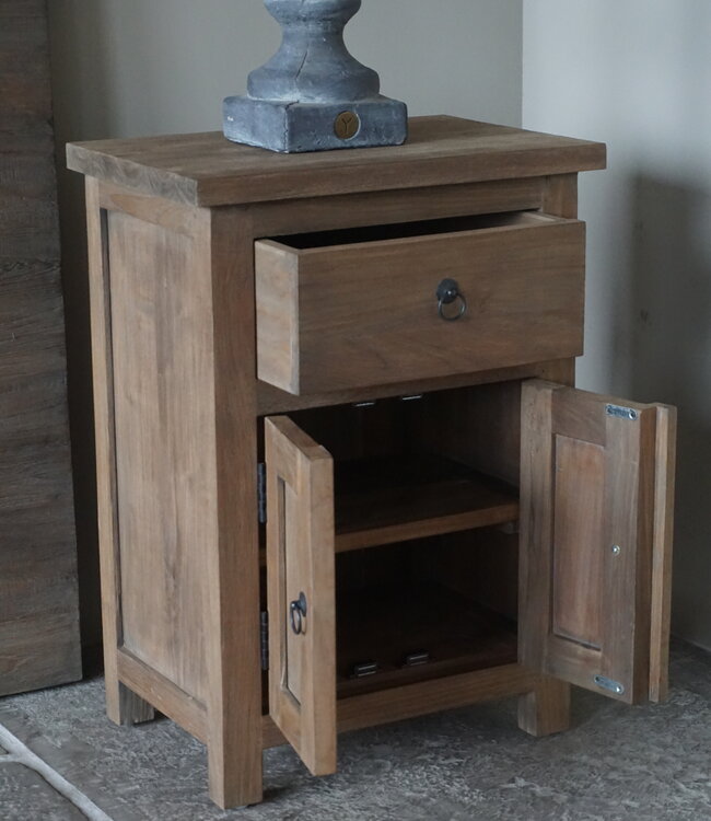 Rene Houtman Teak Nachtkastje | 1 Lade 2 Deurtjes | H71 x B50,5 x  D35 cm