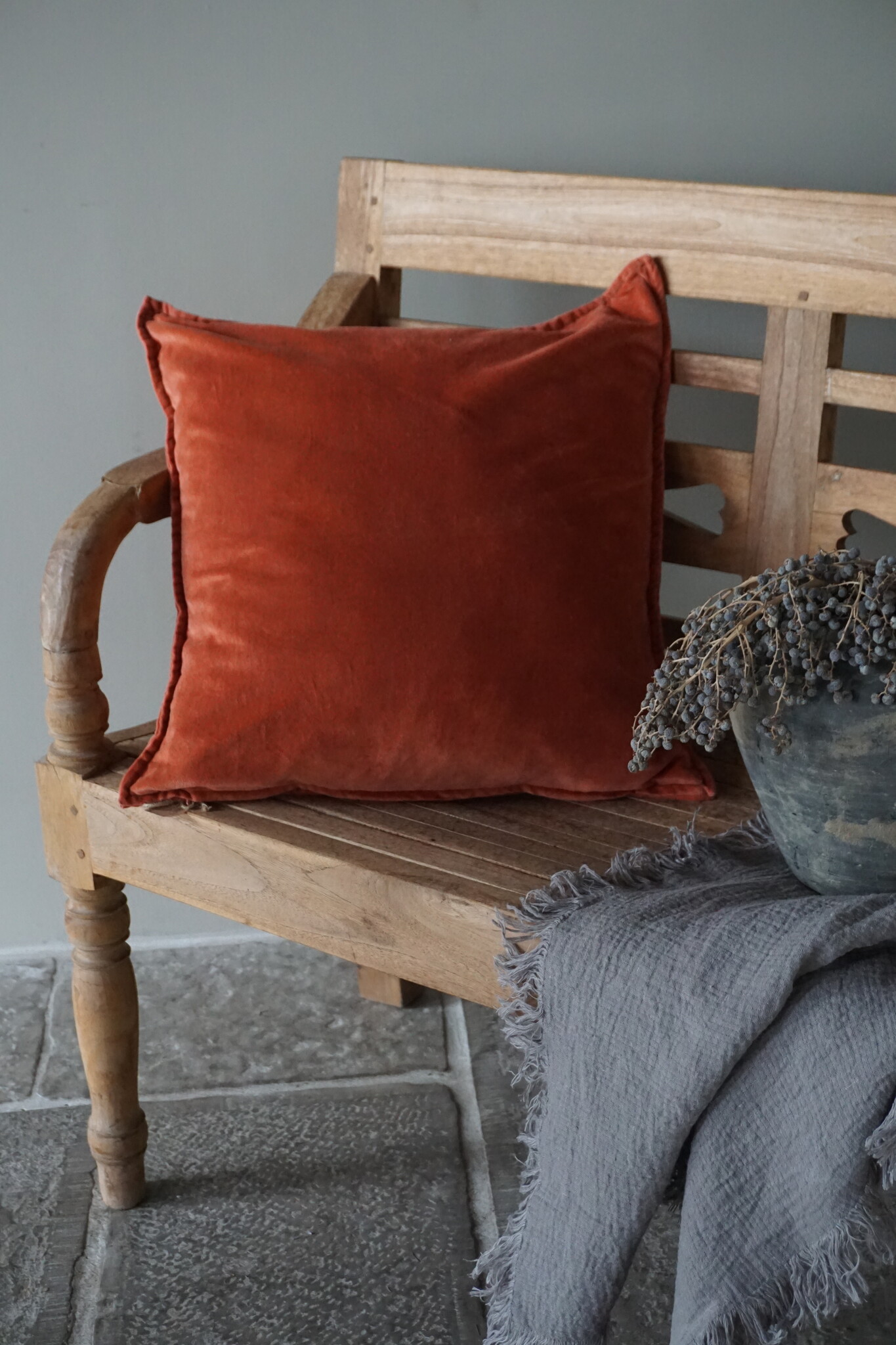 Rene Houtman Pip Kussen Washed Velvet Papaya | 50 x 50 cm