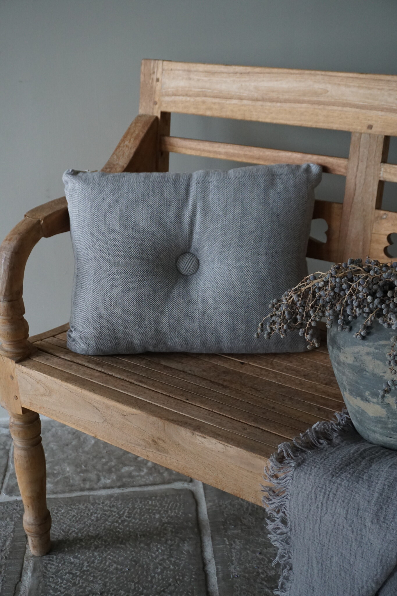 Rene Houtman Ibiza Button Cushion | Stone | 40 x 50 cm