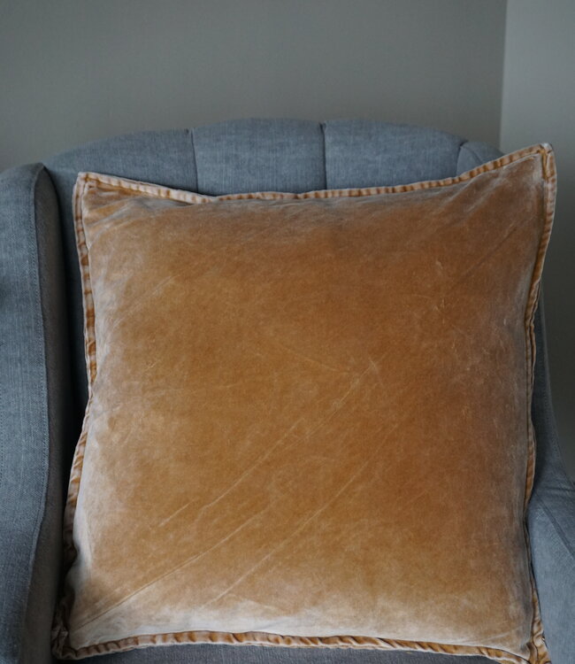 Rene Houtman Pip Kussenhoes Washed Velvet Caramel | 50 x 50 cm