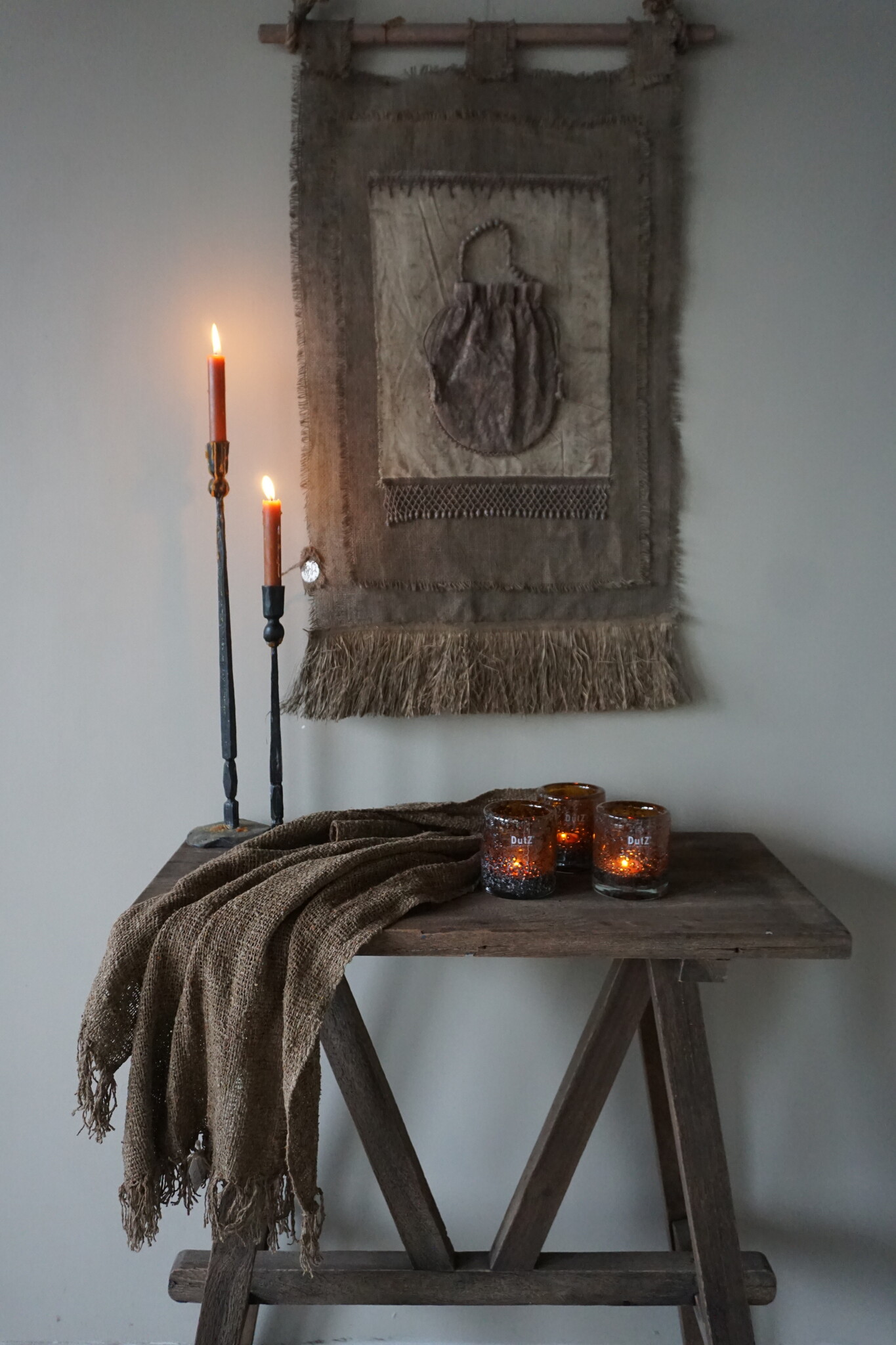 Rene Houtman Shabby Doek Leem | L155 x B55 cm