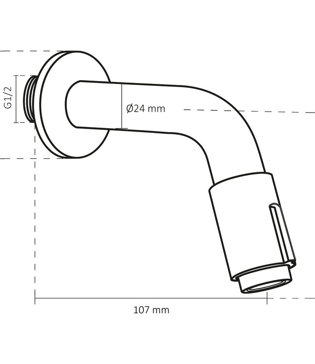 Differnz Muurkraan Inbouw - Koudwater Zwart  10,7 cm