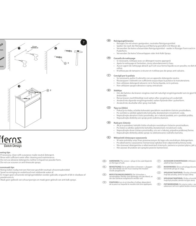 Differnz Fonteinkast Differenz Hura L Links/Rechts 40 cm Wit