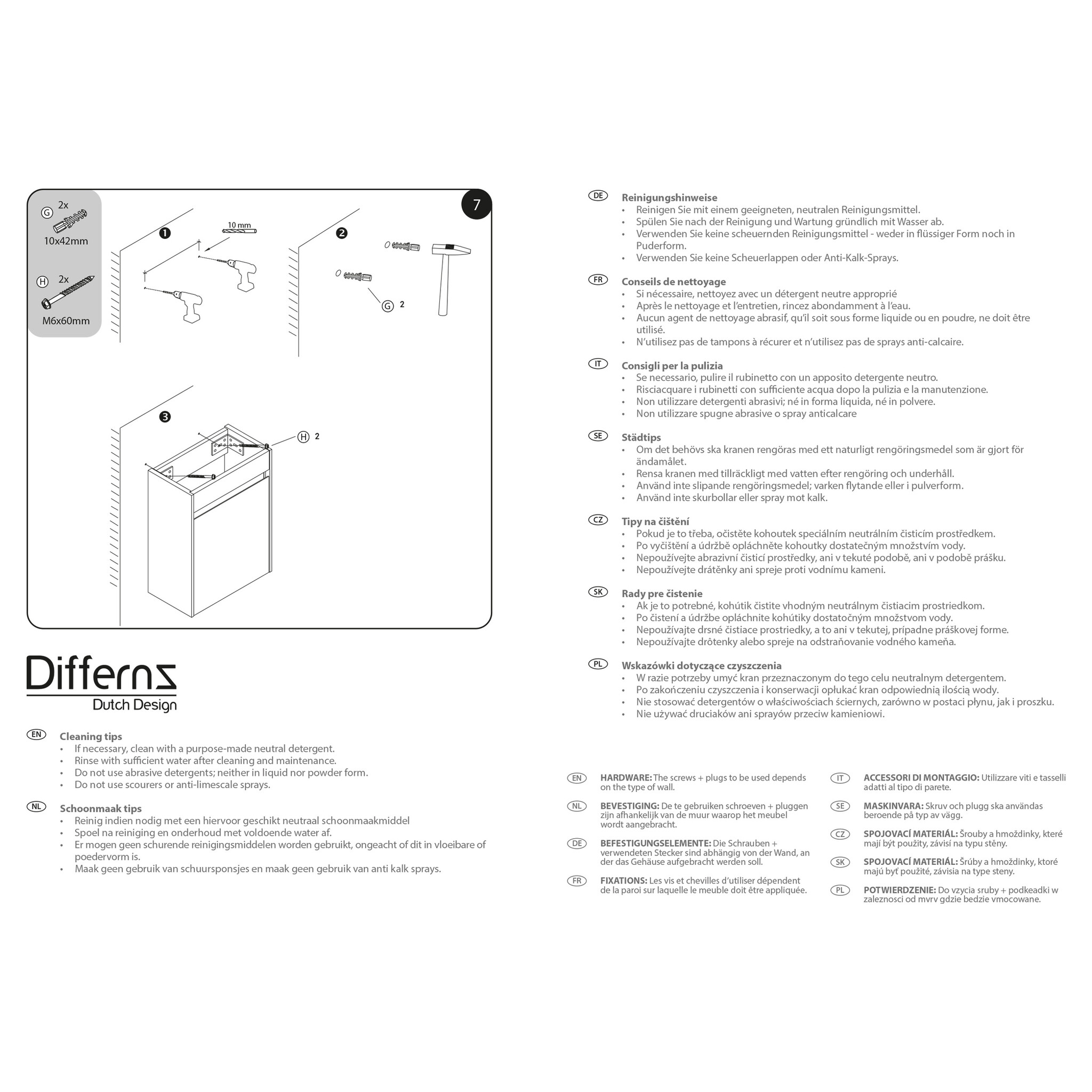 Differnz Fonteinkast Differenz Hura L Links/Rechts 40 cm Antraciet