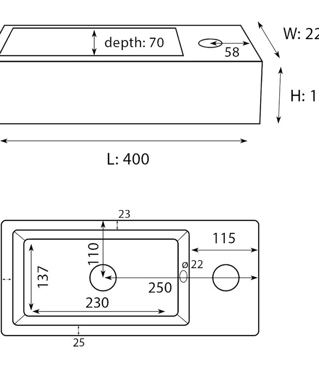 Differnz Hura L fontein - 40 x 22 x 11.5 cm - wit