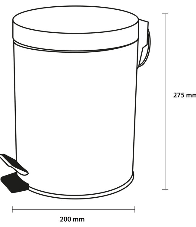 Differnz Pedaalemmer Prullenbak 5 liter - 27.5 x 20 cm - mat zwart