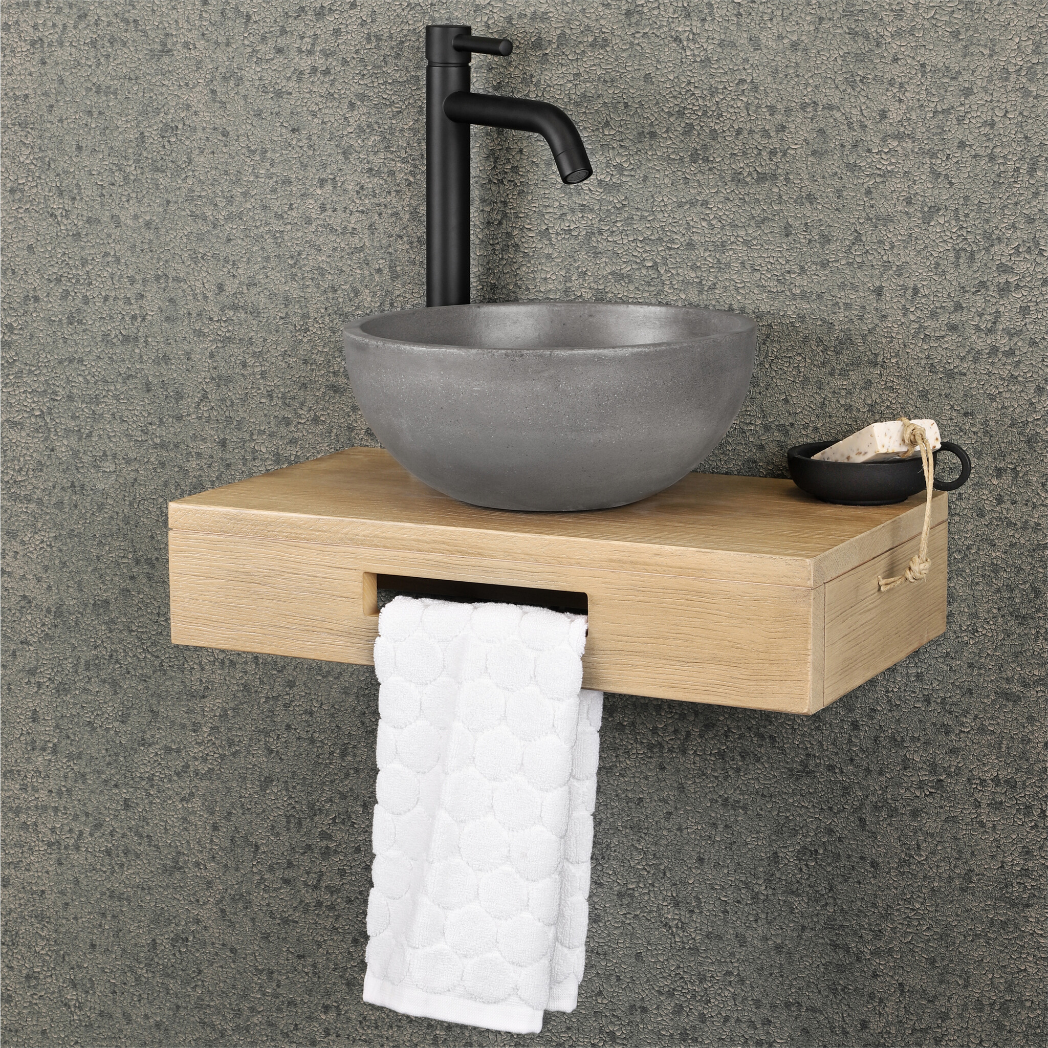 Differnz Hura L wastafelplank FSC - 47 x 26 x 10 cm - eiken