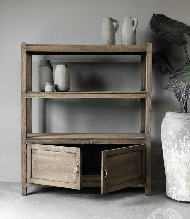 Be-Uniq Oud Rek Met Deuren | Rustiek Verweerd | H145xB122xD40 cm