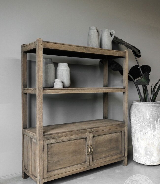 Be-Uniq Oud Rek Met Deuren | Rustiek Verweerd | H145xB122xD40 cm
