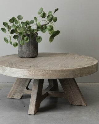 Be-Uniq Ronde Salontafel | Oud Elmhout | H38xB90xD90 cm