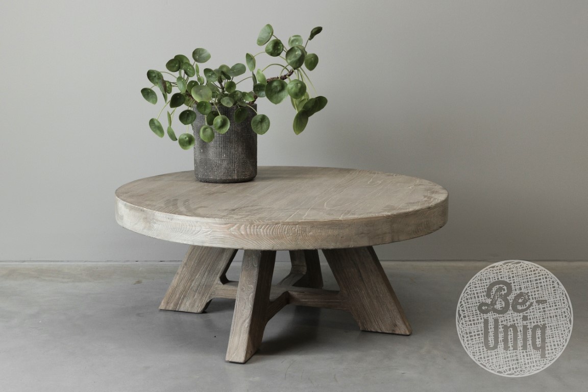 Be-Uniq Ronde Salontafel | Oud Elmhout | H38xB90xD90 cm