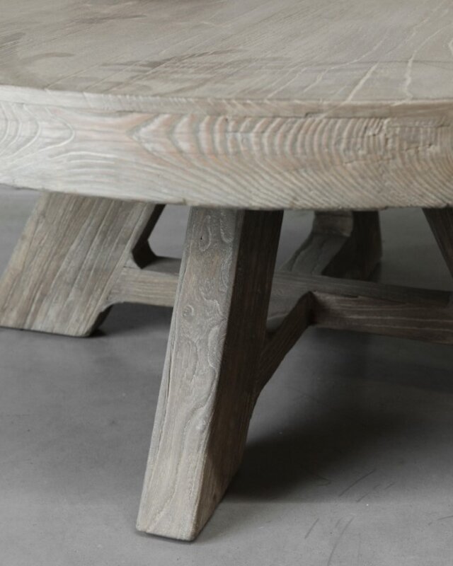 Be-Uniq Ronde Salontafel | Oud Elmhout | H38xB90xD90 cm