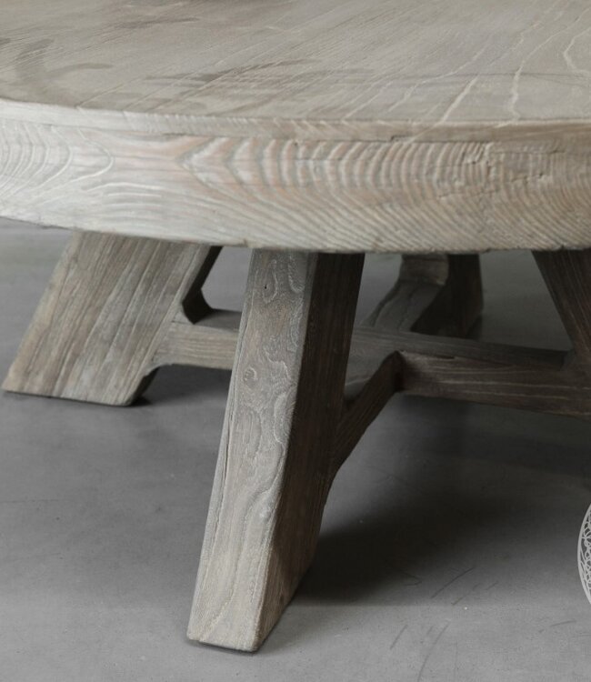 Be-Uniq Ronde Salontafel | Oud Elmhout | H38xB90xD90 cm