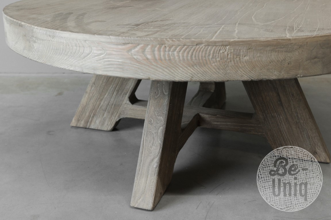 Be-Uniq Ronde Salontafel | Oud Elmhout | H38xB90xD90 cm
