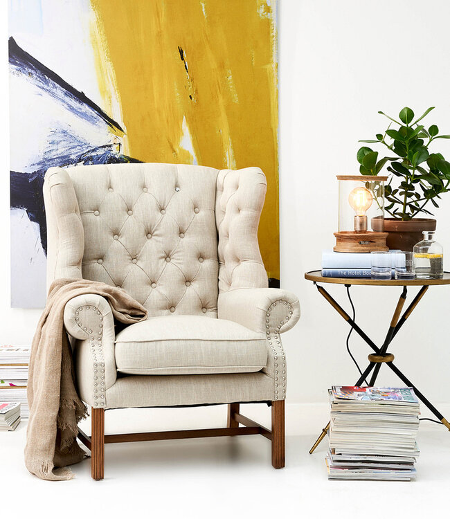 Rivièra Maison Fauteuil Franklin Park Vleugelstoel Linnen Vlas