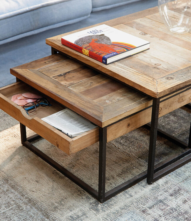 Rivièra Maison Salontafel Shelter Island | Set Van 3 | Hout