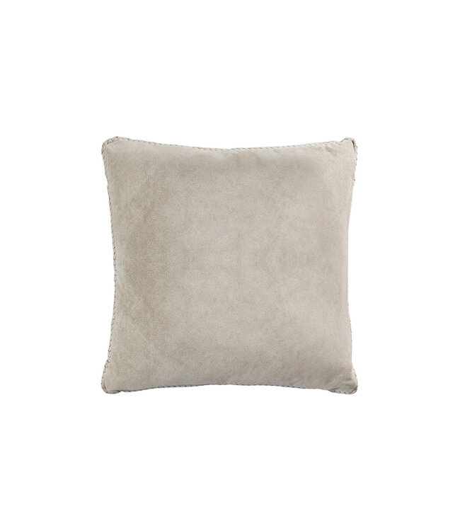 PTMD Suky Taupe suède leren kussen vierkant 60H x 60L